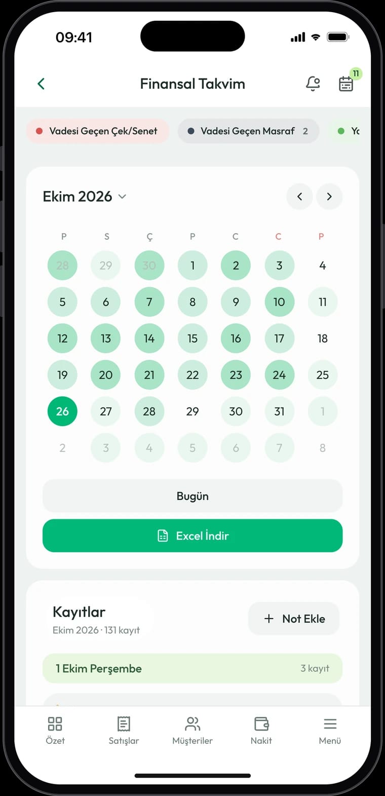 NakitKasa Finansal Takvim telefon ekranı