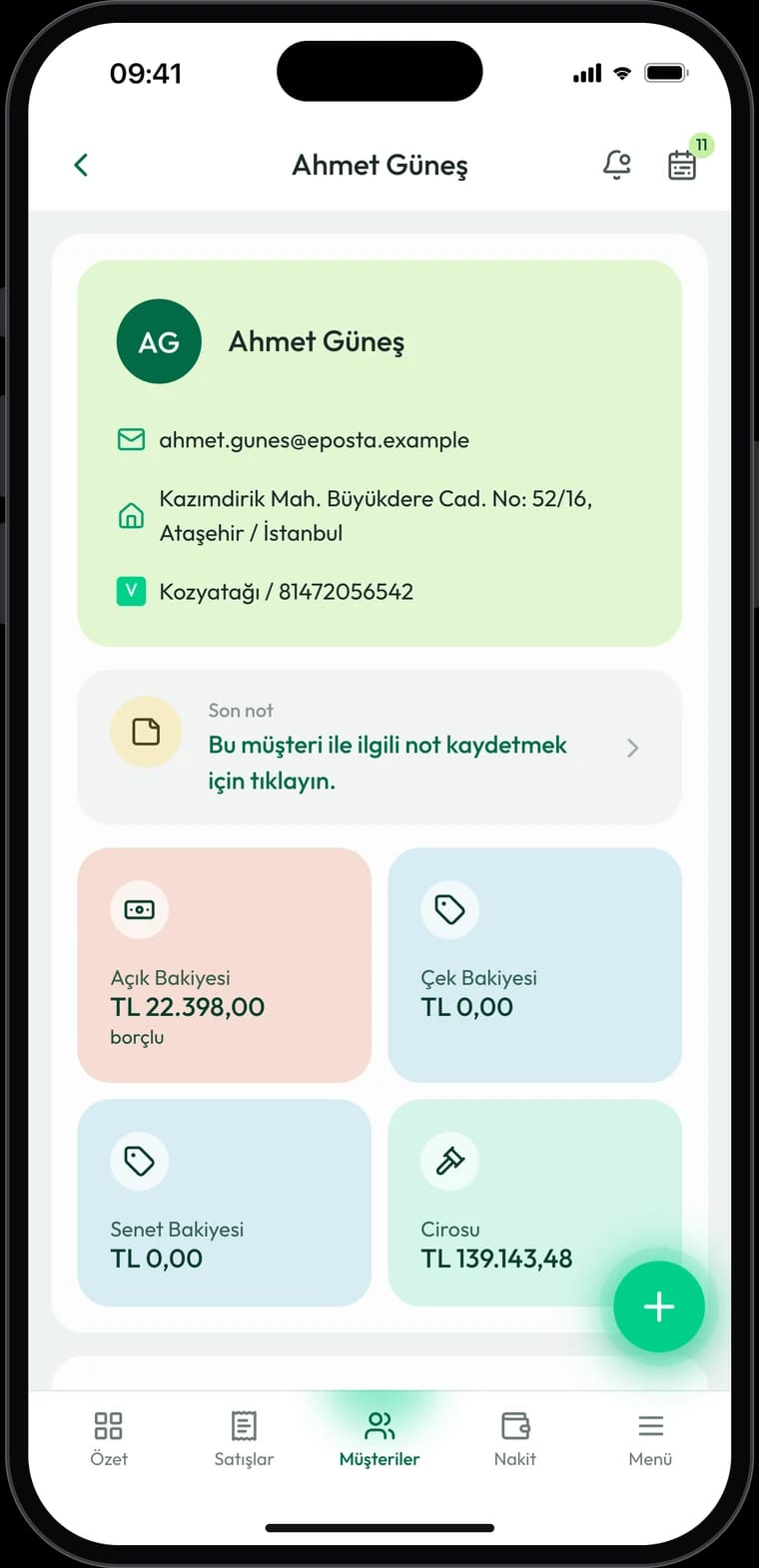 NakitKasa Cari Hesap Takibi telefon görünümü